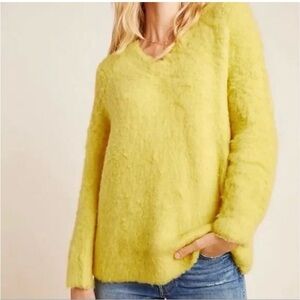 Anthropologie Yellow V-Neck Sweater